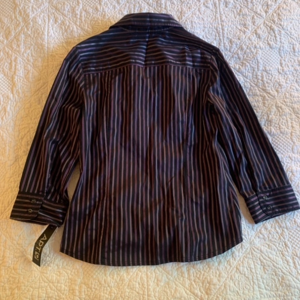 Apt 9 Black Stripe Long Sleeve Top Size SP - Picture 3 of 3